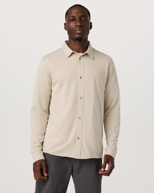Long Sleeve Knit Oxford Button Down Men's Trench Shirt - Vuori Clothing