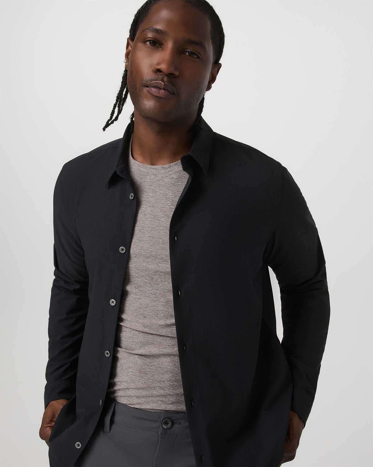 Long Sleeve Manhattan Button Down Men's Black Shirt - Vuori Clothing