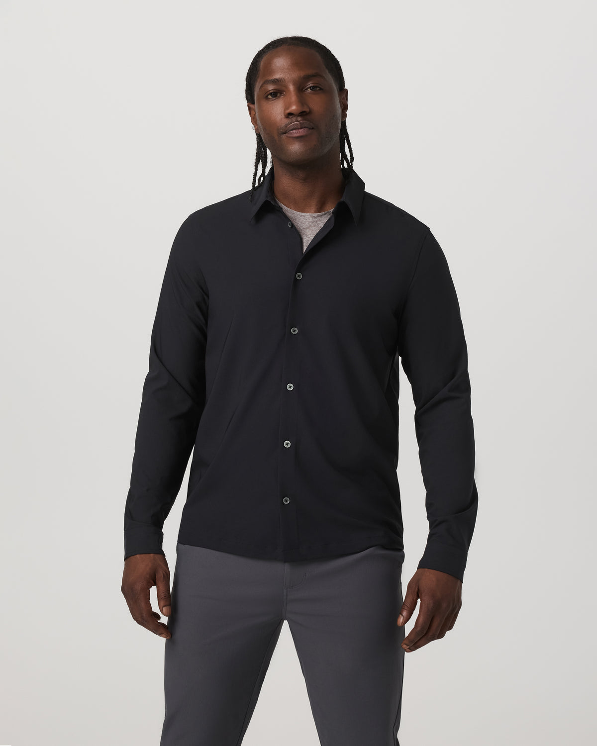 Long Sleeve Manhattan Button Down Men's Black Shirt - Vuori Clothing