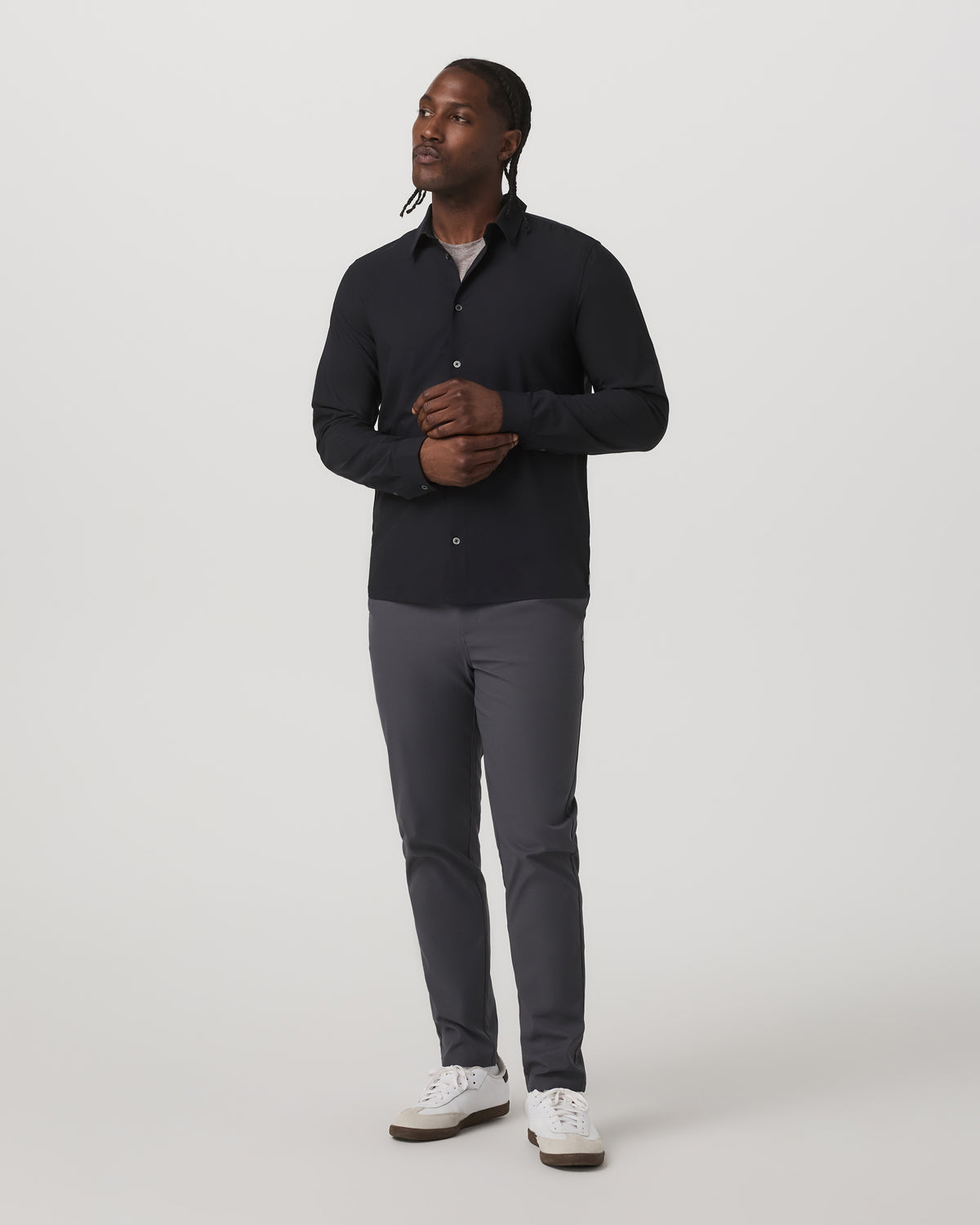 Long Sleeve Manhattan Button Down Men's Black Shirt - Vuori Clothing