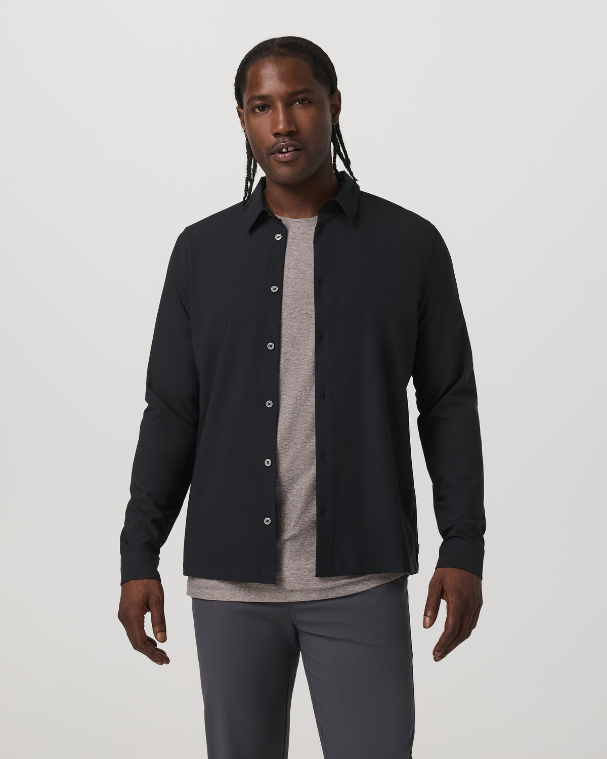 Long Sleeve Manhattan Button Down Men's Black Shirt - Vuori Clothing