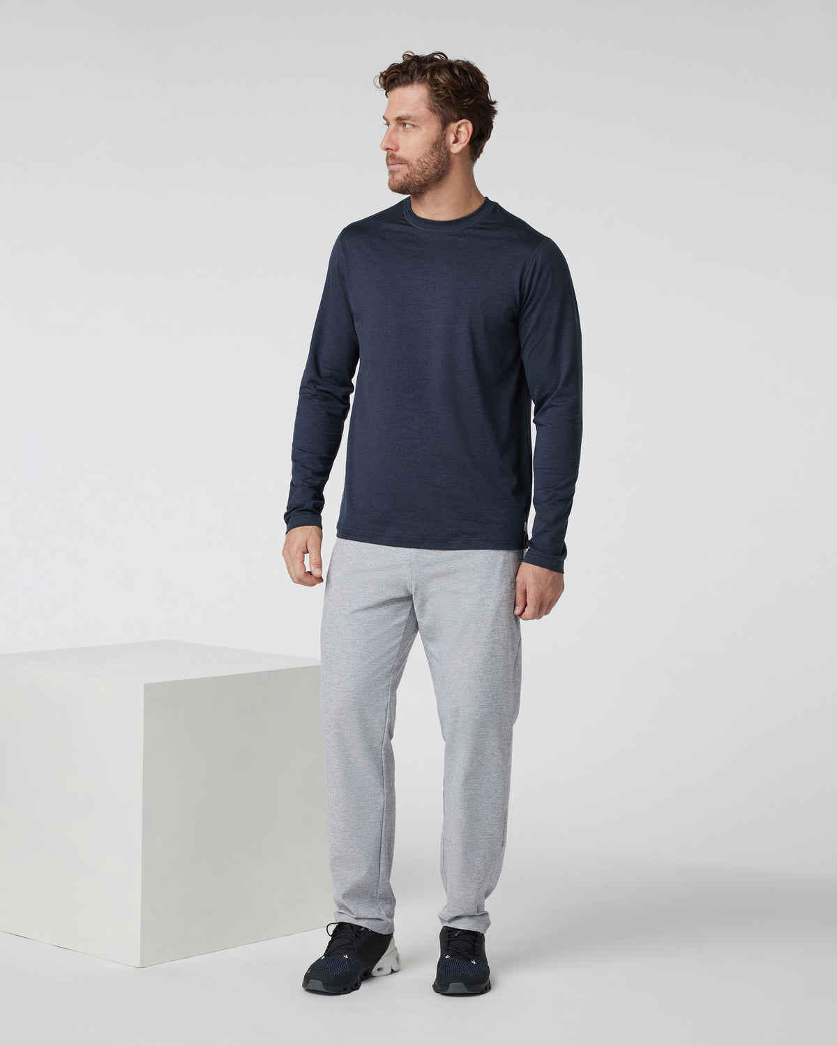 Long Sleeve Ponto Performance Tee Midnight Heather - Vuori Clothing