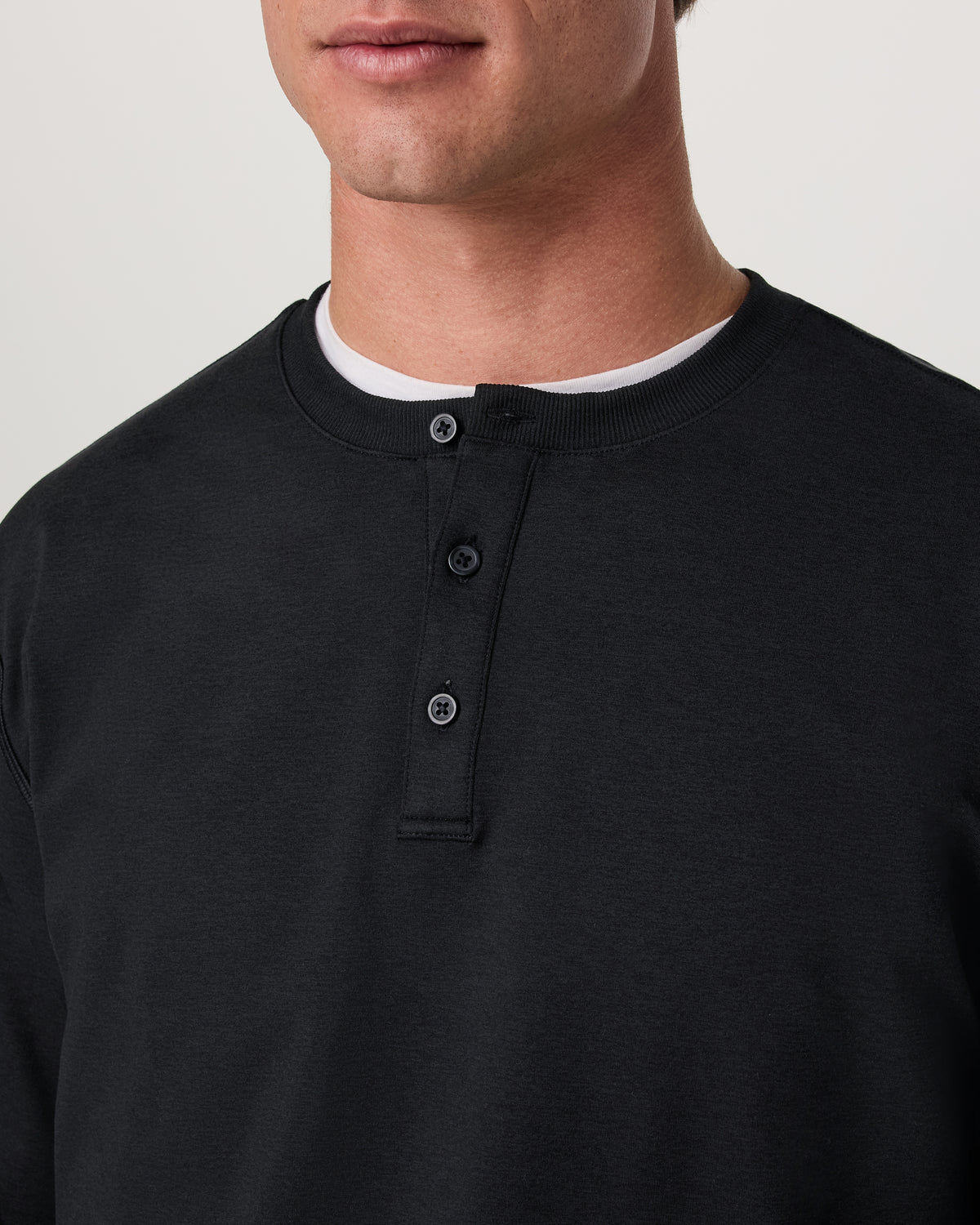 Long Sleeve Coronado Henley - Relaxed Black Heather - Vuori Clothing