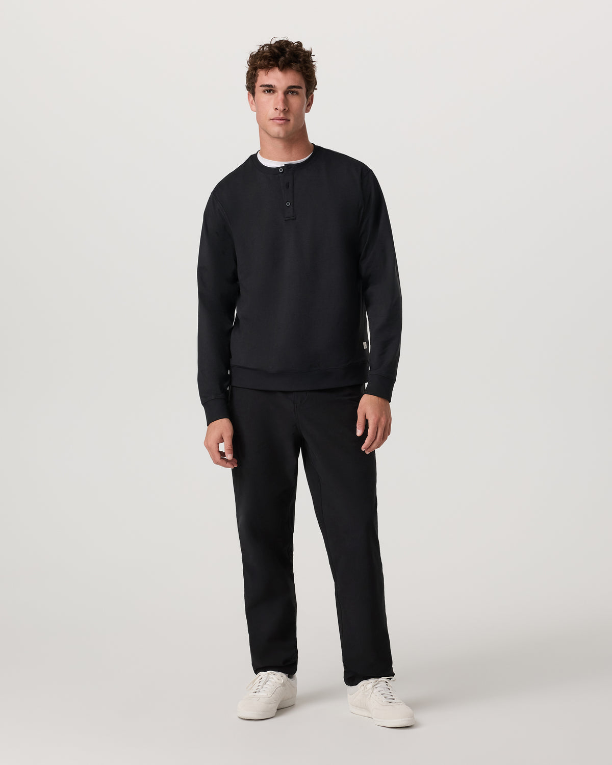 Long Sleeve Coronado Henley - Relaxed Black Heather - Vuori Clothing