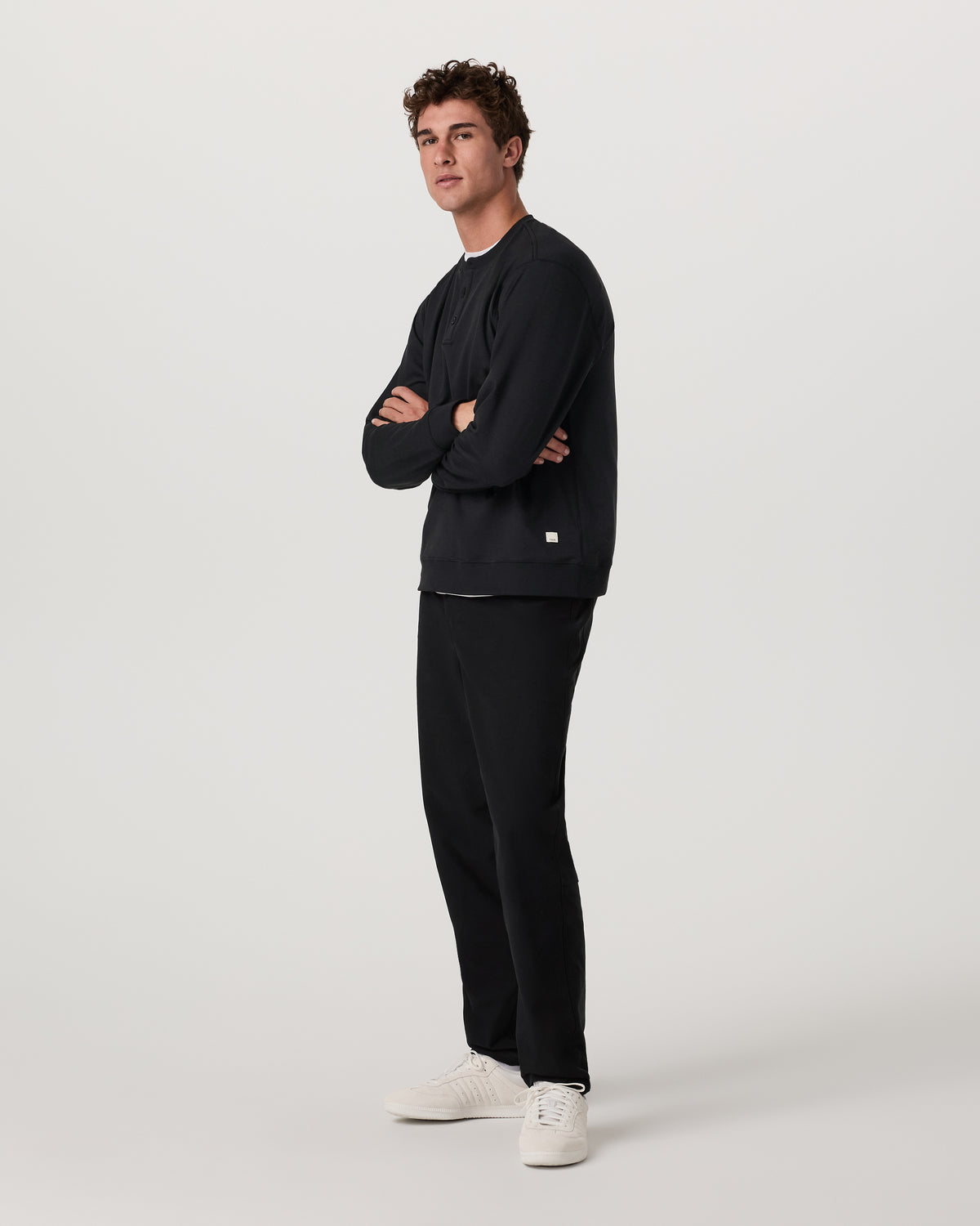 Long Sleeve Coronado Henley - Relaxed Black Heather - Vuori Clothing