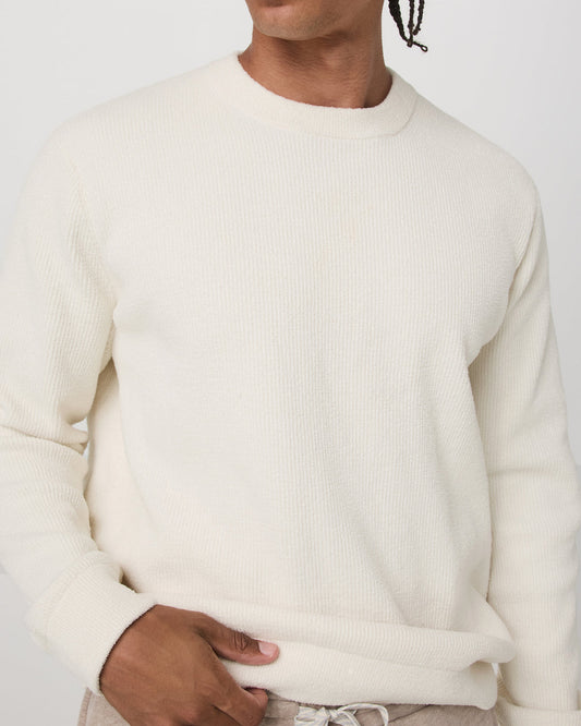 Midweight Rib Sweater Men's Ivory Ribbed Knit Sweater - Vuori Clothing