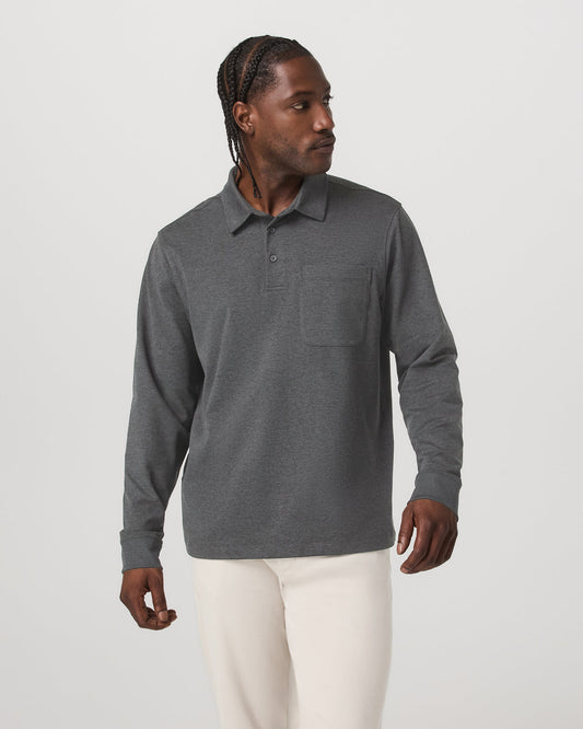 Men's Long Sleeve Coronado Rugby Charcoal Heather - Vuori Clothing
