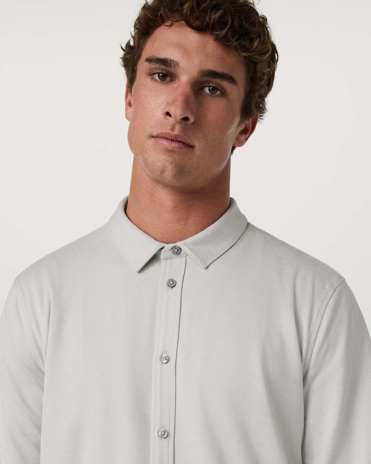 Men's Long Sleeve Ponto Button Down Salt Heather - Vuori Clothing