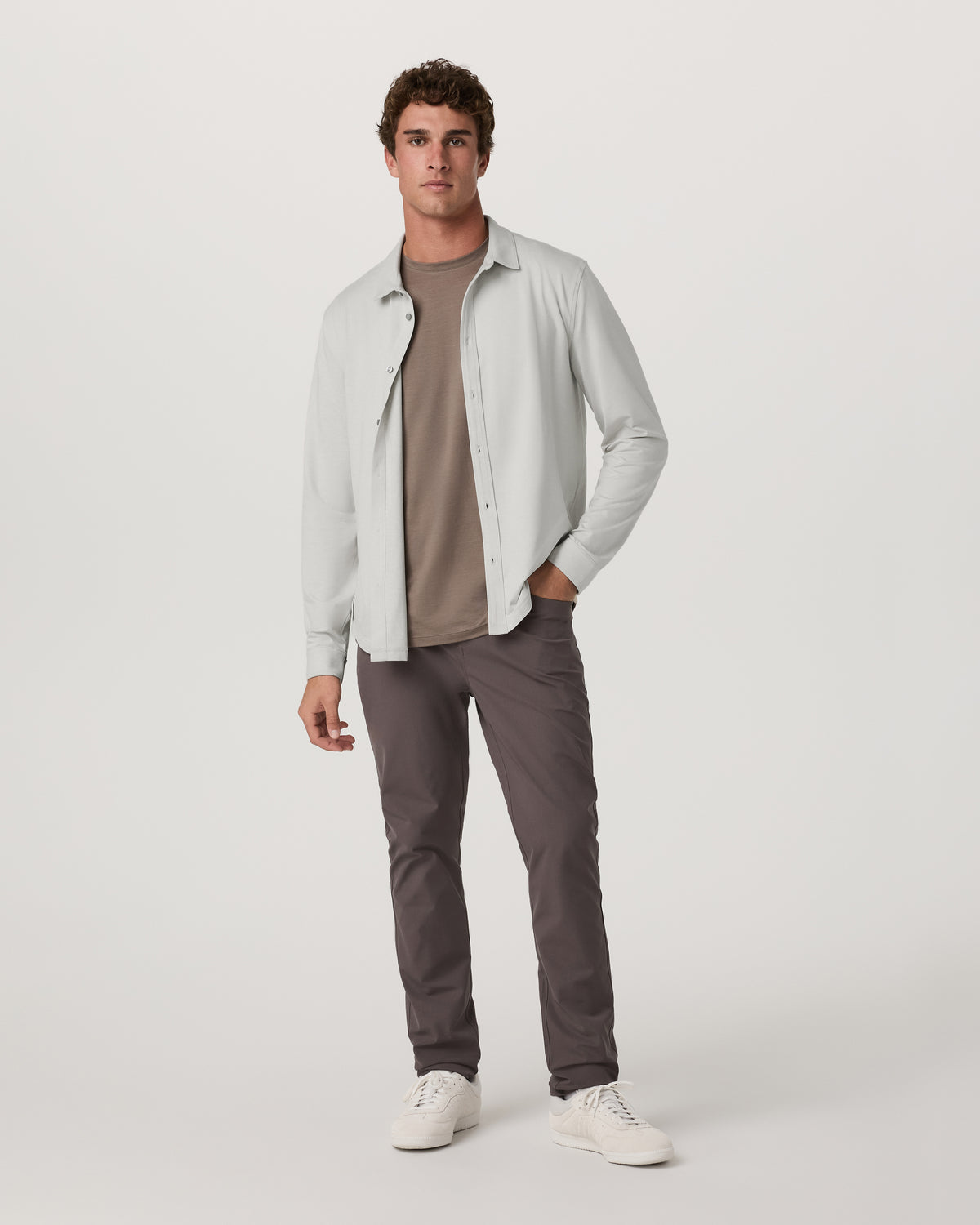 Men's Long Sleeve Ponto Button Down Salt Heather - Vuori Clothing