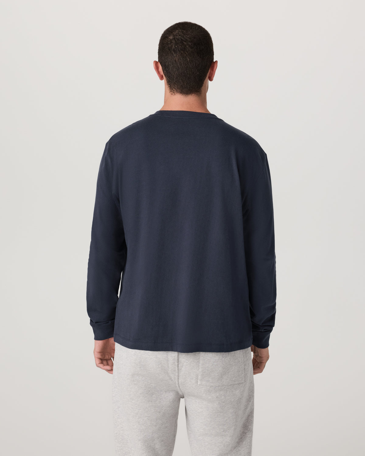 Long Sleeve Heavyweight Cotton Tee Men's Navy Shirt - Vuori Clothing