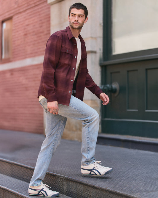 Long Sleeve Flannel Button Down Men's Raisin Shirt - Vuori Clothing