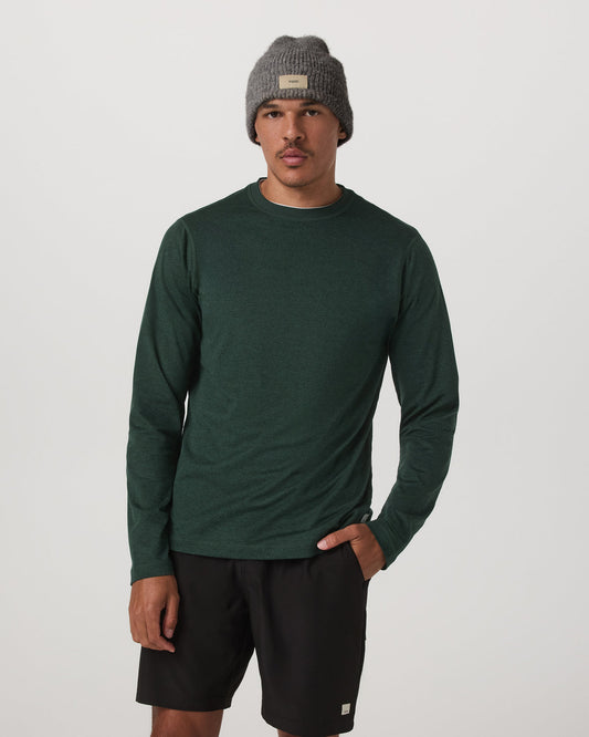 Long Sleeve Ponto Performance Tee Evergreen Heather - Vuori Clothing