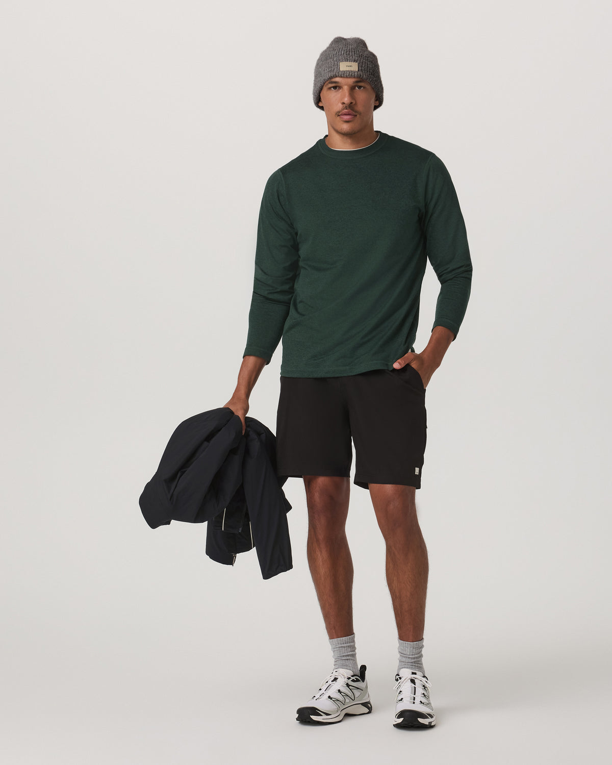 Long Sleeve Ponto Performance Tee Evergreen Heather - Vuori Clothing