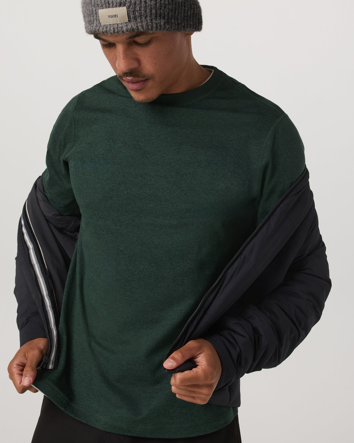 Long Sleeve Ponto Performance Tee Evergreen Heather - Vuori Clothing