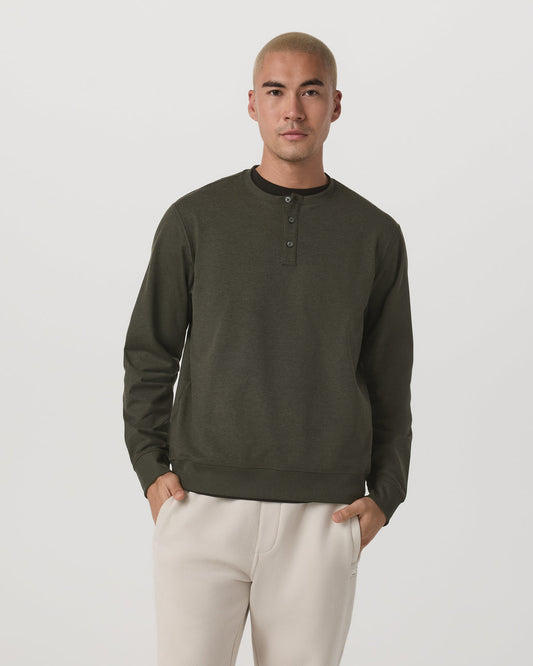 Long Sleeve Coronado Henley - Relaxed Oregano Heather - Vuori Clothing