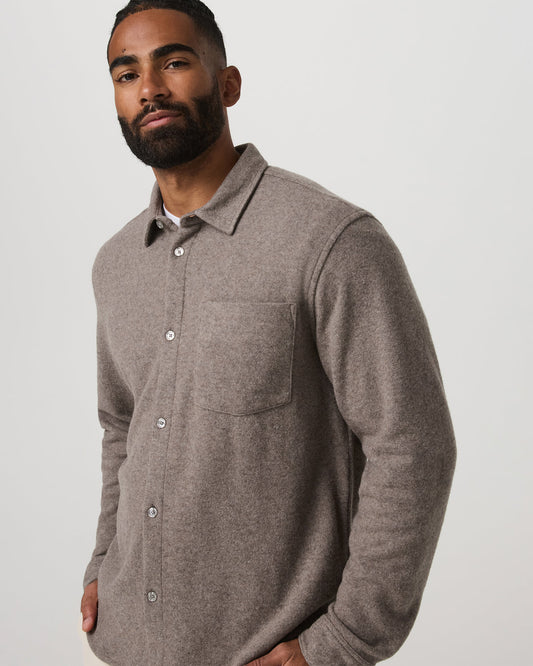 Long Sleeve Altitude Wool Shirt - Relaxed Phantom Grey - Vuori Clothing