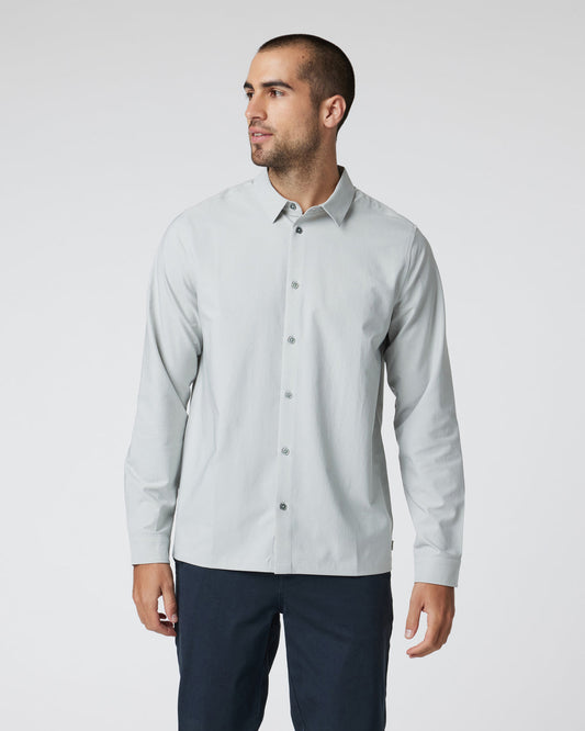 Long Sleeve Manhattan Button Down Sky Grey - Vuori Clothing