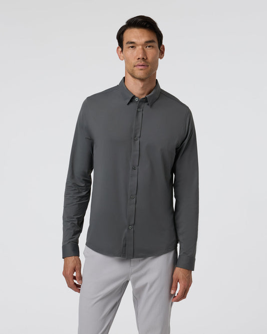 Long Sleeve TravelLite Button Down Dark Pewter - Vuori Clothing