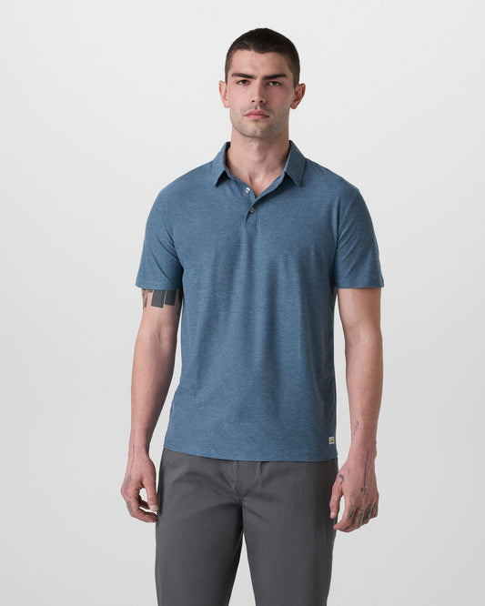 Strato Tech Polo Men's Pool Blue Heather Polo - Vuori Clothing