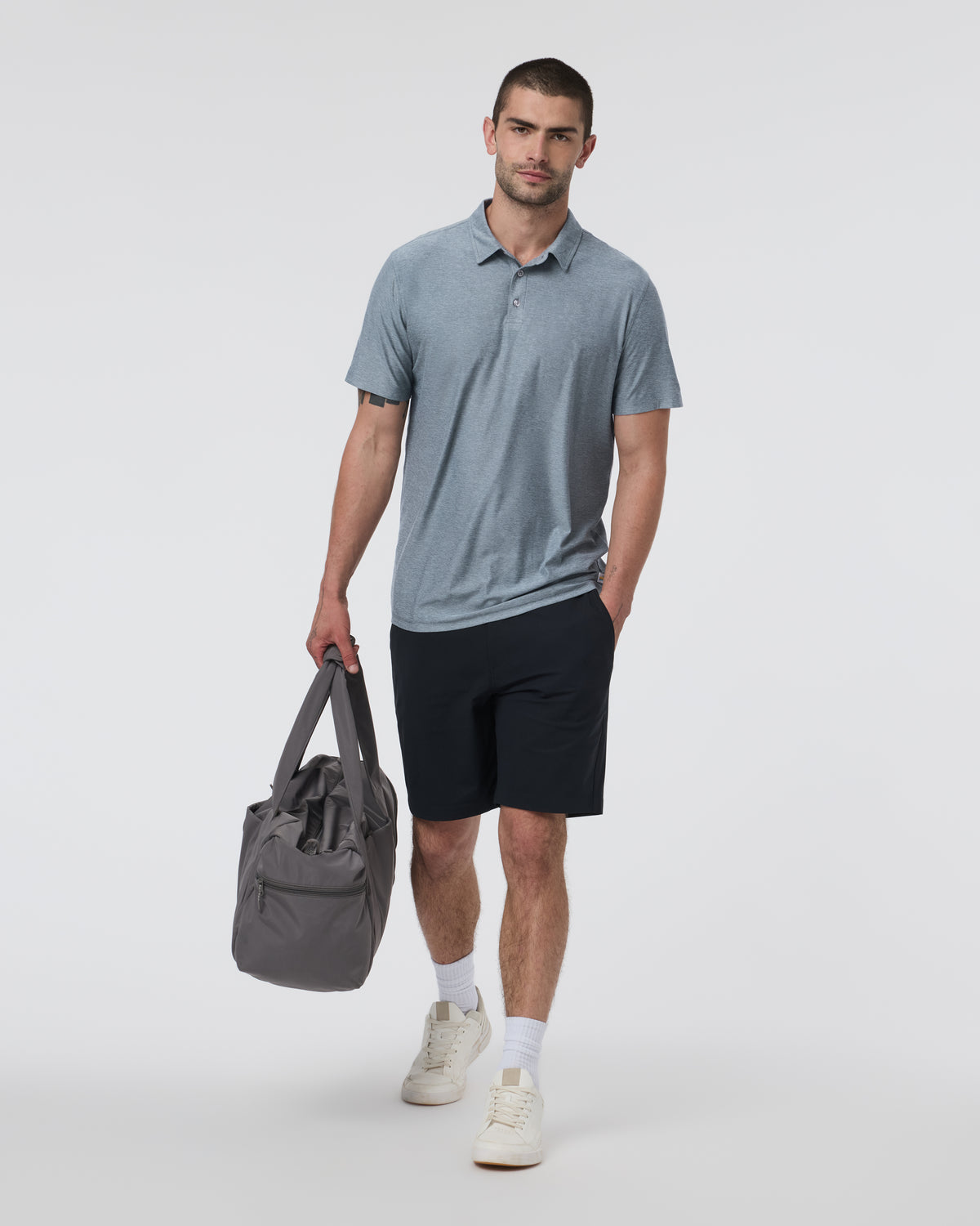 Strato Tech Polo Men's Mist Heather Polo - Vuori Clothing
