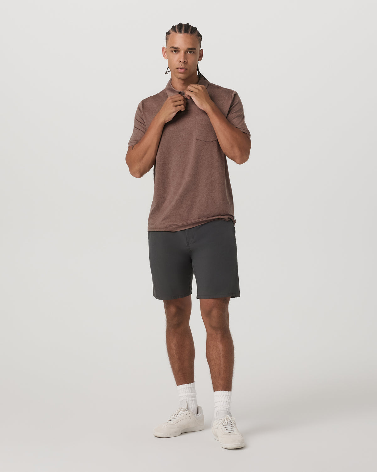 Short Sleeve Ponto Performance Polo Sable Heather - Vuori Clothing