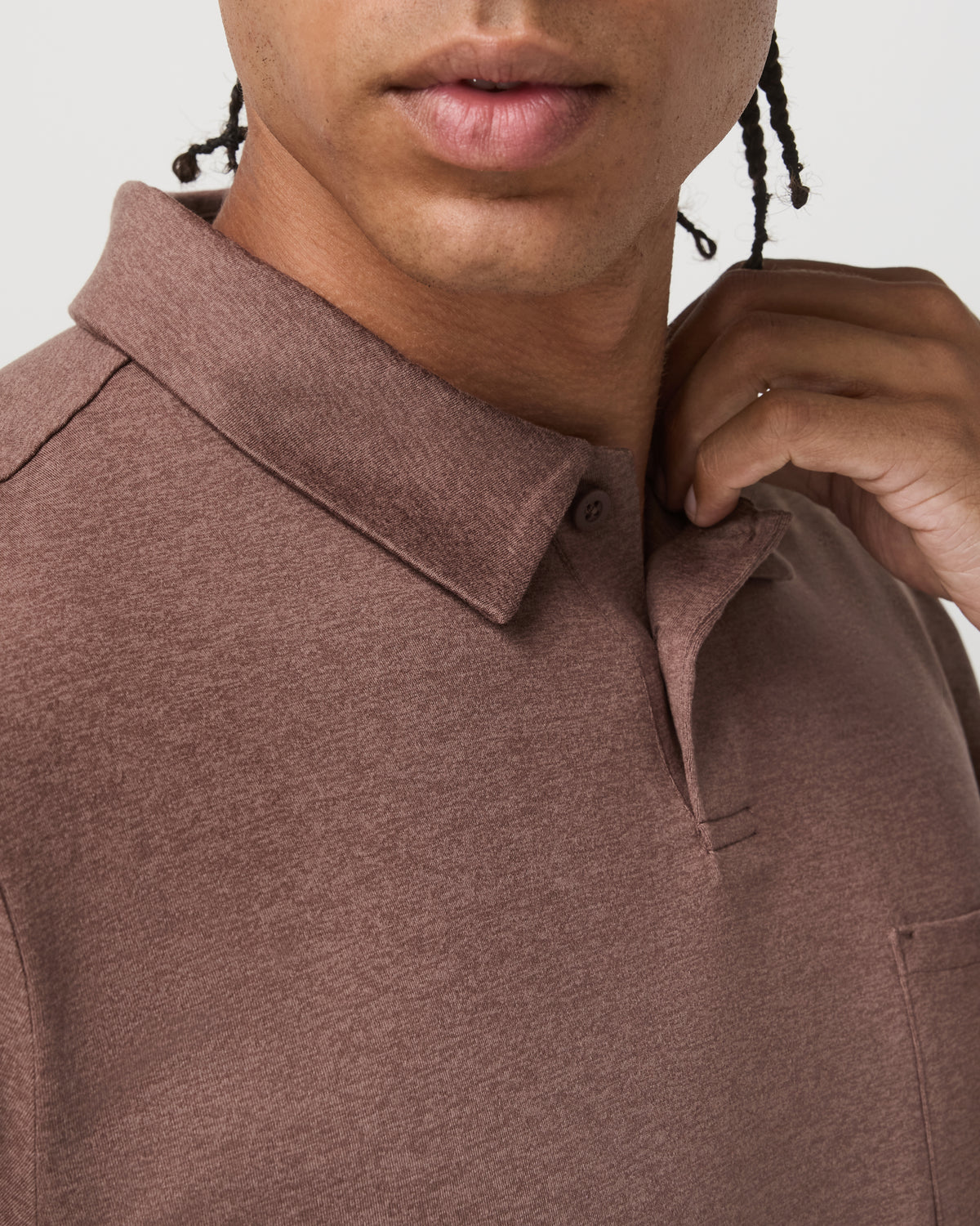Short Sleeve Ponto Performance Polo Sable Heather - Vuori Clothing