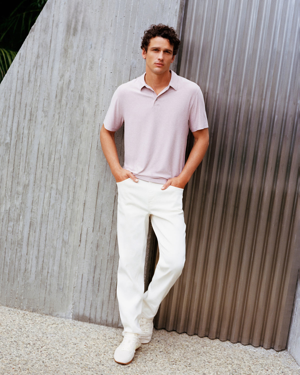 Strato Tech Polo Men's Faded Rose Heather Polo Shirt - Vuori Clothing