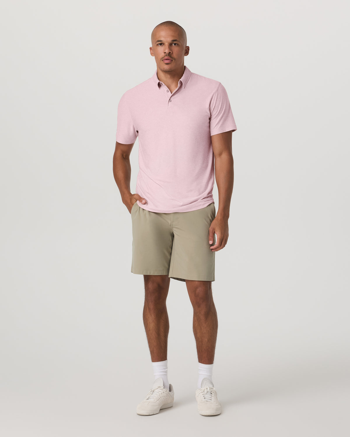 Strato Tech Polo Men's Faded Rose Heather Polo Shirt - Vuori Clothing