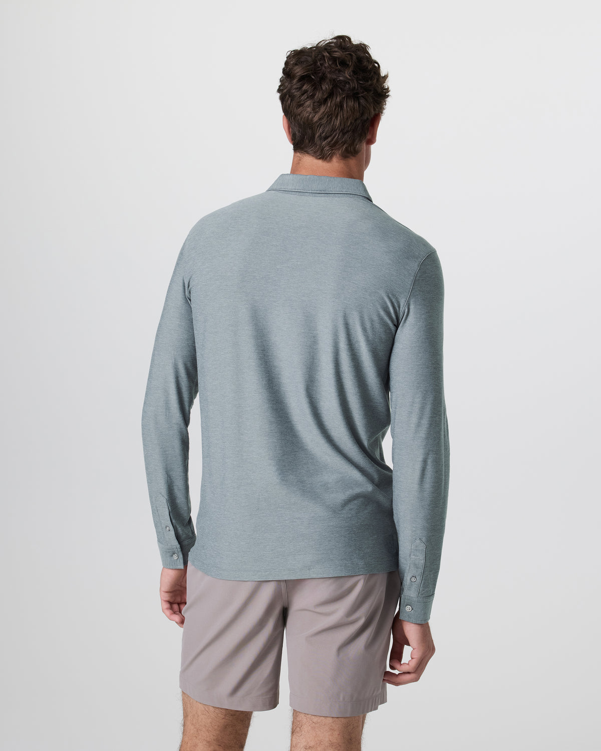 Long Sleeve Strato Tech Polo Dusty Blue Heather - Vuori Clothing