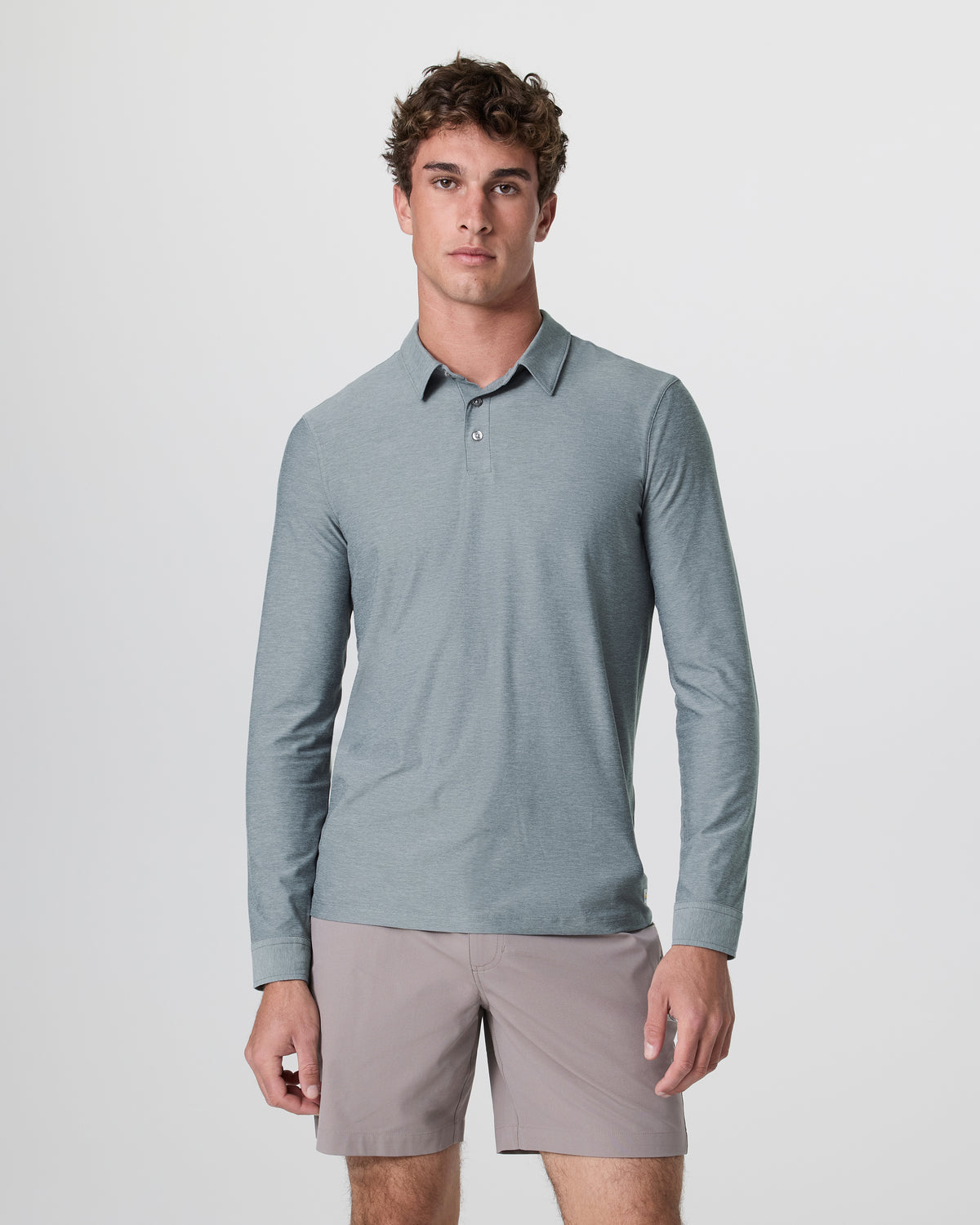Long Sleeve Strato Tech Polo Dusty Blue Heather - Vuori Clothing