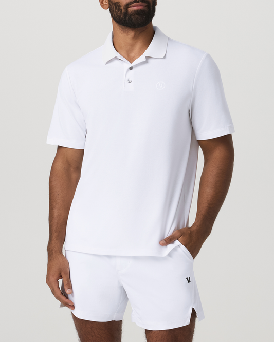 Men's Short Sleeve Gamepoint Polo 2.0 White - Non Tipped - Vuori Clothing