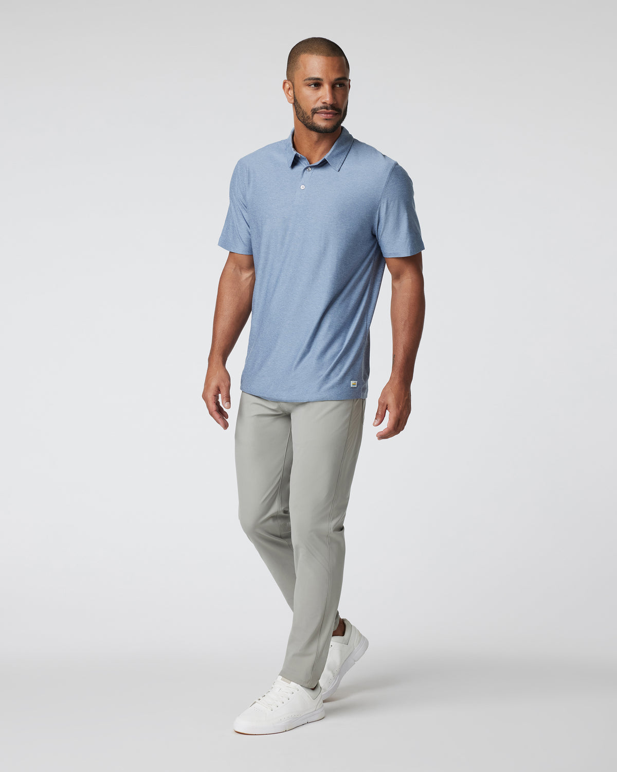 Strato Tech Polo Men's Chambray Heather Polo - Vuori Clothing