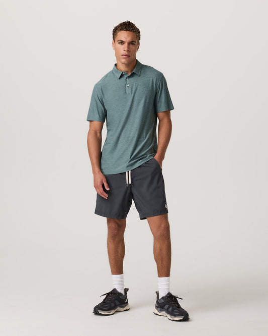 Strato Tech Polo Men's Bluegrass Heather Polo Shirt - Vuori Clothing