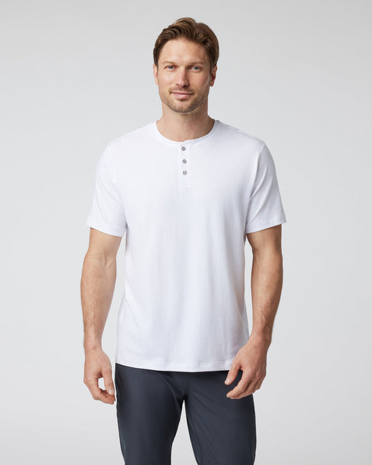 Short Sleeve Ever Henley Men's White Henley T Shirt - Vuori Clothing