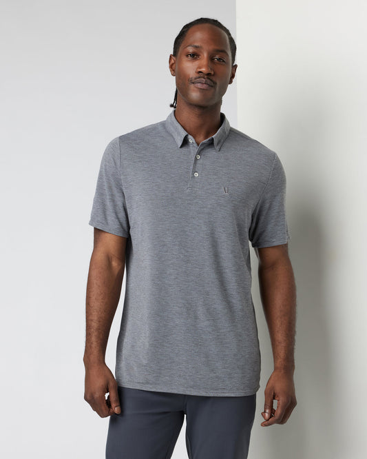 Knit Twill Polo Men's Heather Grey Golf Polo - Vuori Clothing