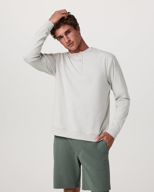 Men's Long Sleeve Coronado Henley - Relaxed Salt Heather - Vuori Clothing
