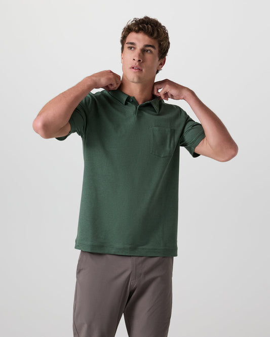Short Sleeve Ponto Performance Polo Marsh Heather - Vuori Clothing