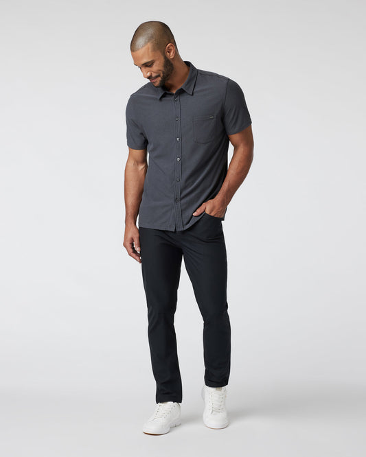 Short Sleeve Ace Button Down Men's Charcoal Shirt - Vuori Clothing