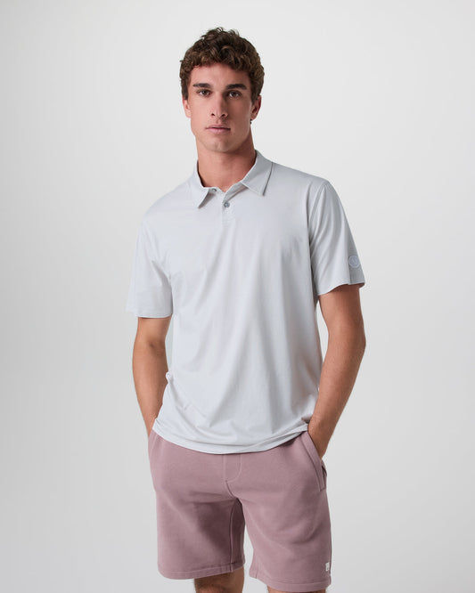 Short Sleeve Feather Polo Frost Grey - Vuori Clothing