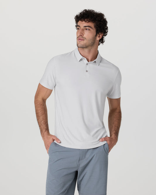 Strato Tech Polo Men's Frost Grey Heather Polo - Vuori Clothing