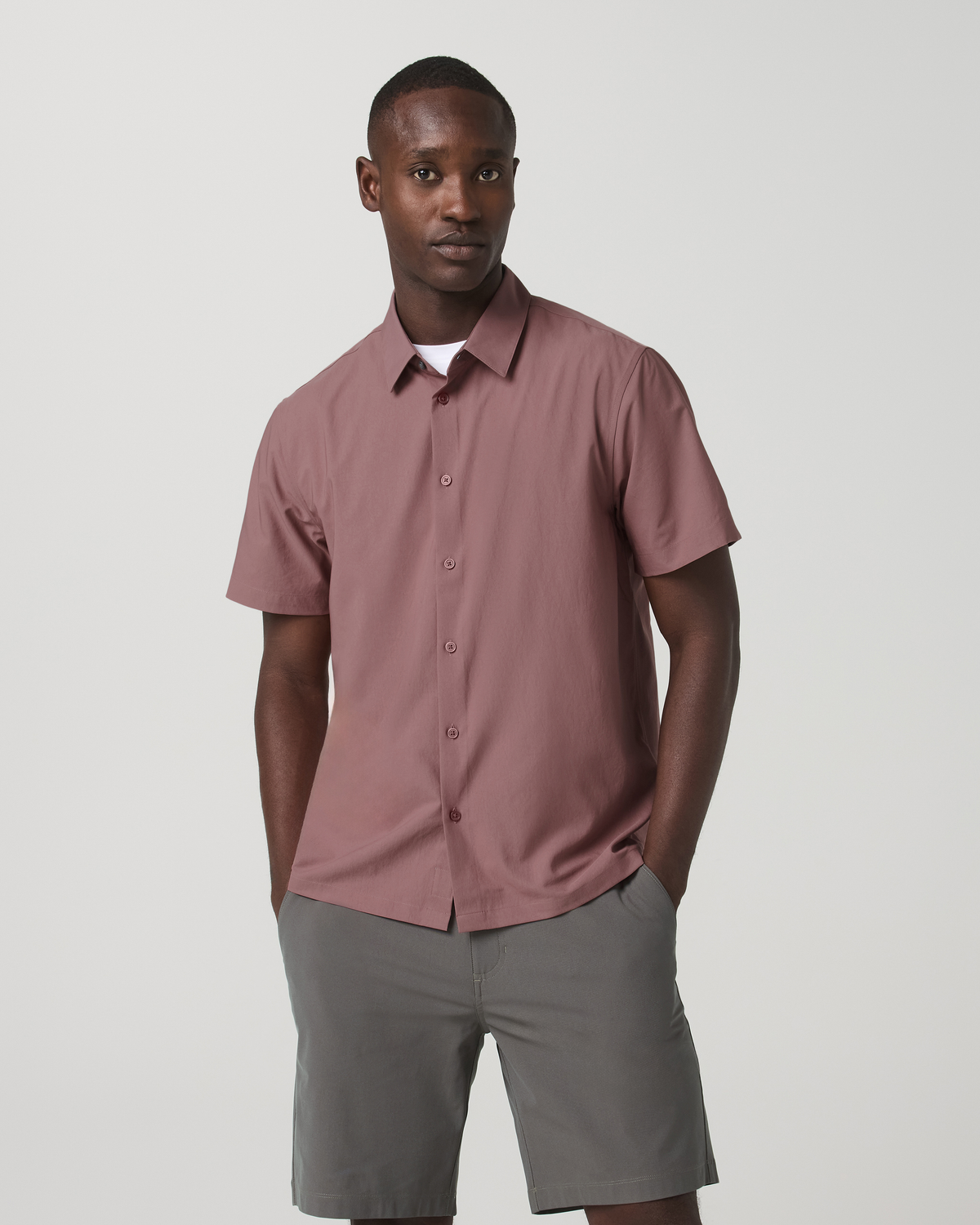 Short Sleeve Manhattan Button Down Men's Adobe Shirt - Vuori Clothing