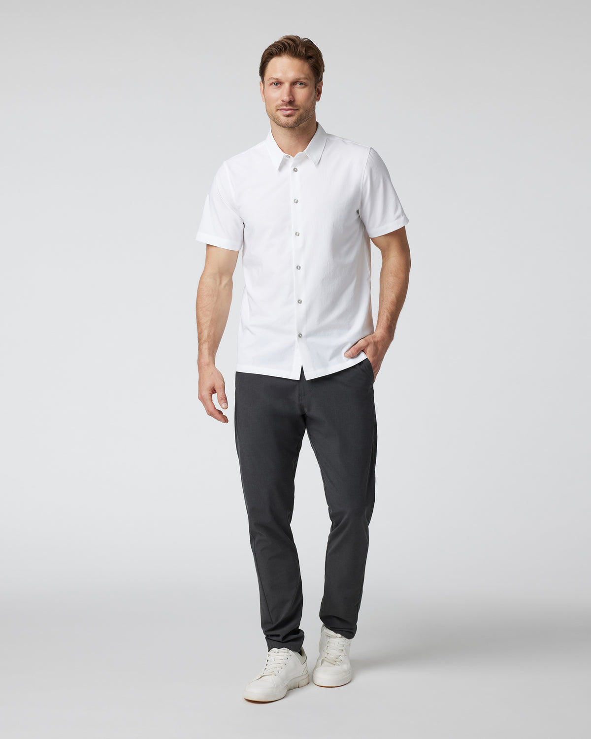 Short-Sleeve Manhattan Button Down White - Vuori Clothing