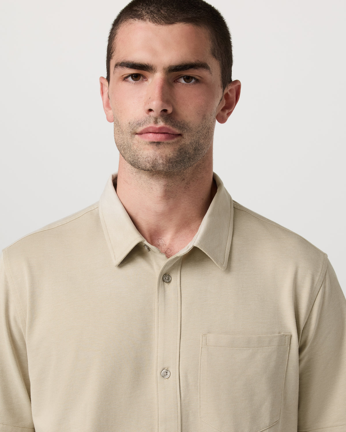 Short Sleeve Knit Oxford Button Down - Classic Fit Trench - Vuori Clothing