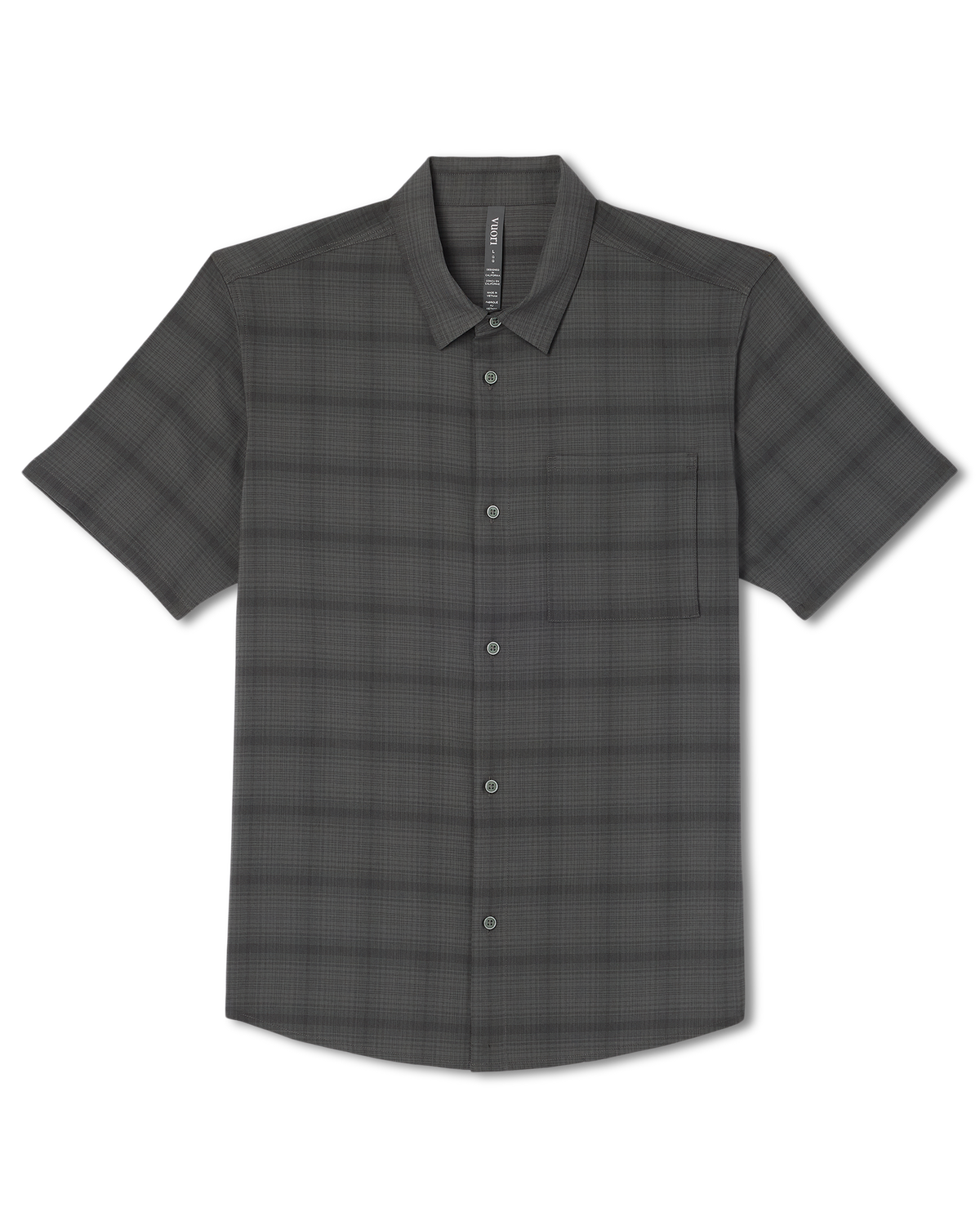Men's Short Sleeve Plaid Button Down Shirt Dark Pewter - Vuori Clothing