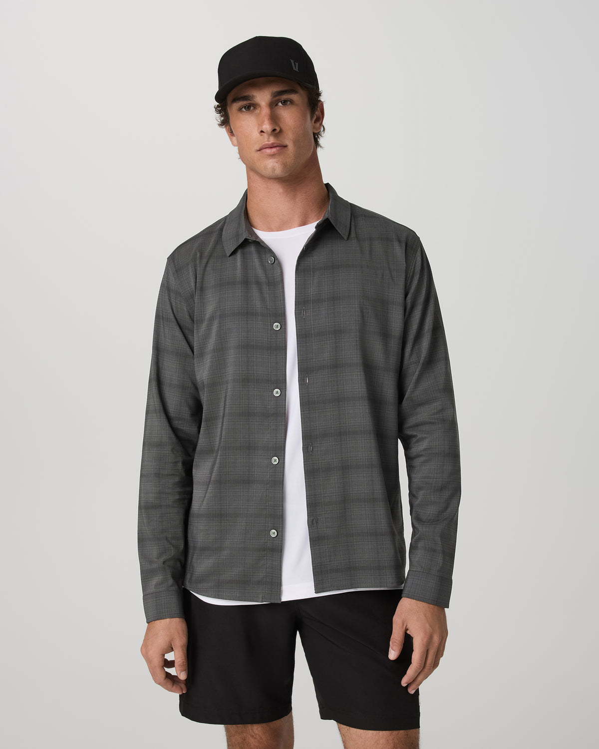 Men's Long Sleeve Plaid Button Down Shirt Dark Pewter - Vuori Clothing