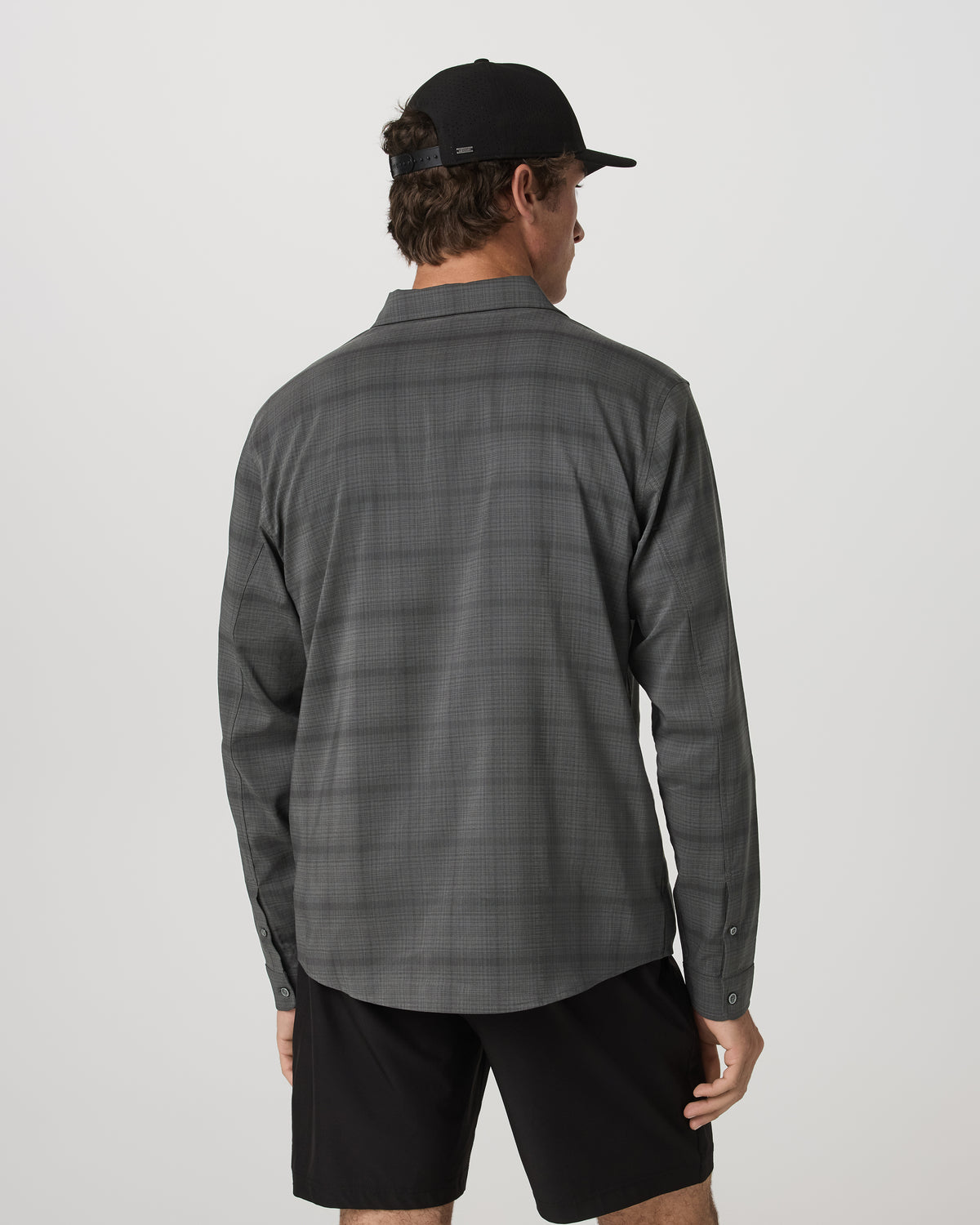 Men's Long Sleeve Plaid Button Down Shirt Dark Pewter - Vuori Clothing