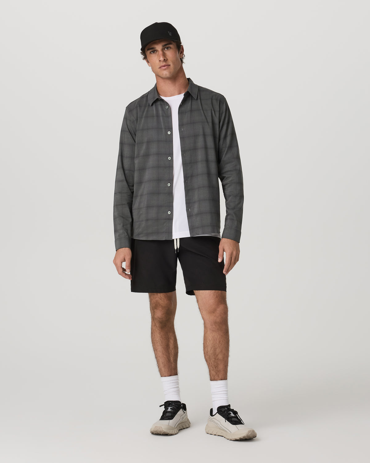 Men's Long Sleeve Plaid Button Down Shirt Dark Pewter - Vuori Clothing