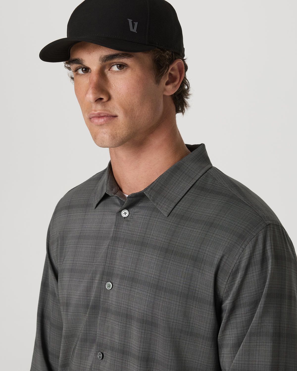 Men's Long Sleeve Plaid Button Down Shirt Dark Pewter - Vuori Clothing
