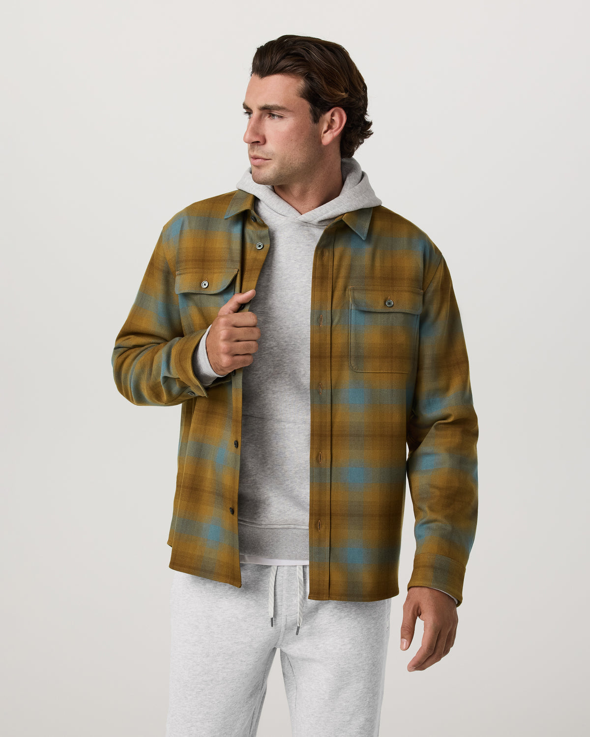 Long Sleeve Flannel Button Down Men's Bluegrass Shirt - Vuori Clothing