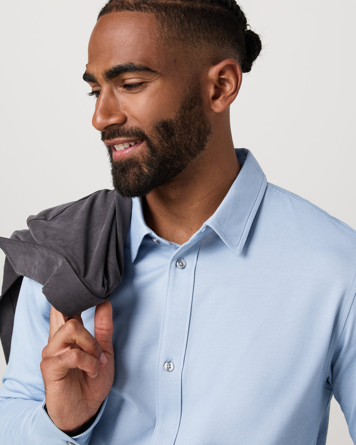 Men's Long Sleeve Knit Oxford Button Down Blue Dusk - Vuori Clothing